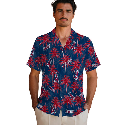 Los Angeles Angels Hawaiian Shirt - Palm Tree Motif | Moonbestprint