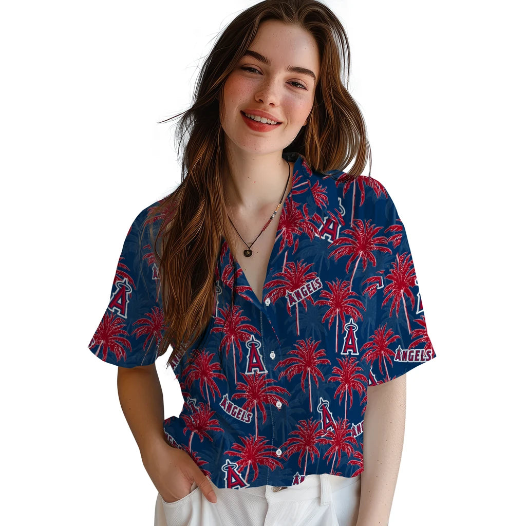 Los Angeles Angels Hawaiian Shirt - Palm Tree Motif | Moonbestprint