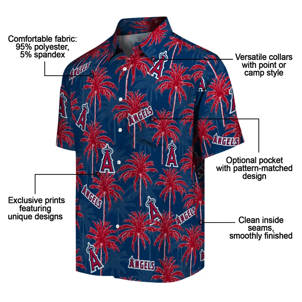Los Angeles Angels Hawaiian Shirt - Palm Tree Motif | Moonbestprint