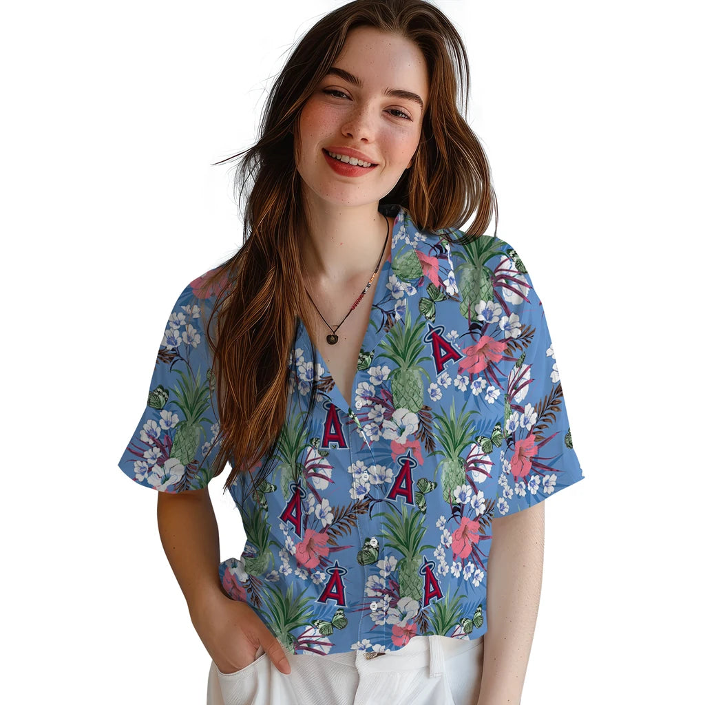 Los Angeles Angels Hawaiian Shirt - Pineapple Bouquet | Moonbestprint
