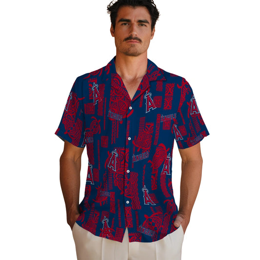 Los Angeles Angels Hawaiian Shirt - Turtle Lines | Moonbestprint