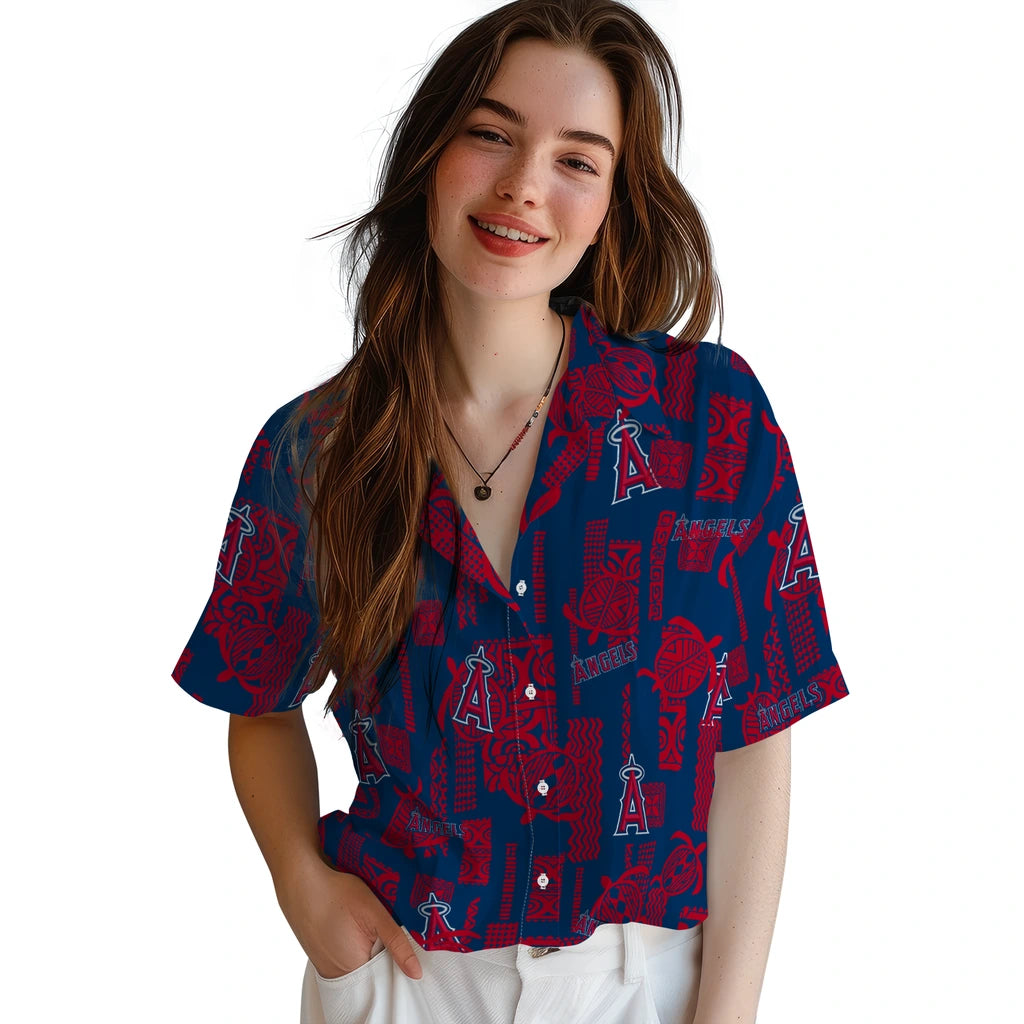 Los Angeles Angels Hawaiian Shirt - Turtle Lines | Moonbestprint