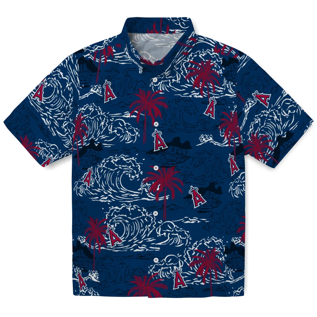 Los Angeles Angels Hawaiian Shirt - Wave Palm | Moonbestprint