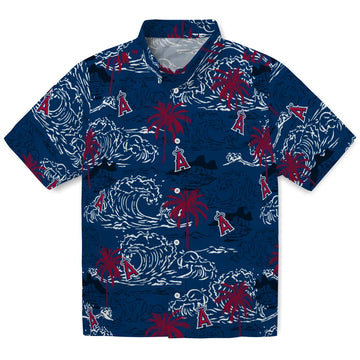 Los Angeles Angels Hawaiian Shirt - Wave Palm | Moonbestprint