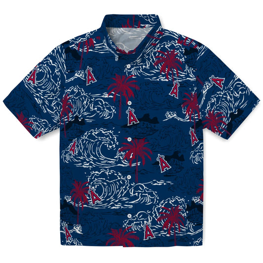 Los Angeles Angels Hawaiian Shirt - Wave Palm | Moonbestprint