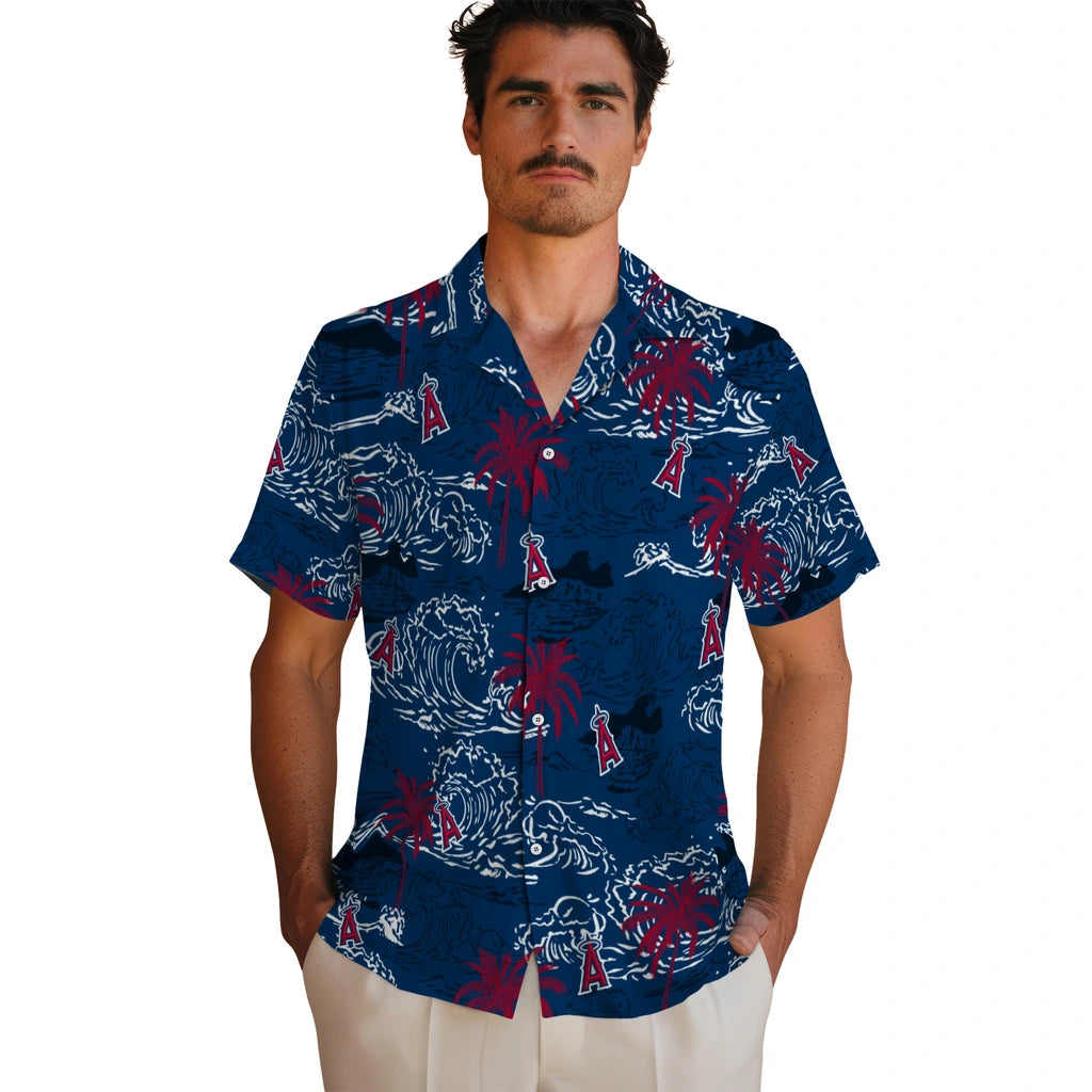 Los Angeles Angels Hawaiian Shirt - Wave Palm | Moonbestprint