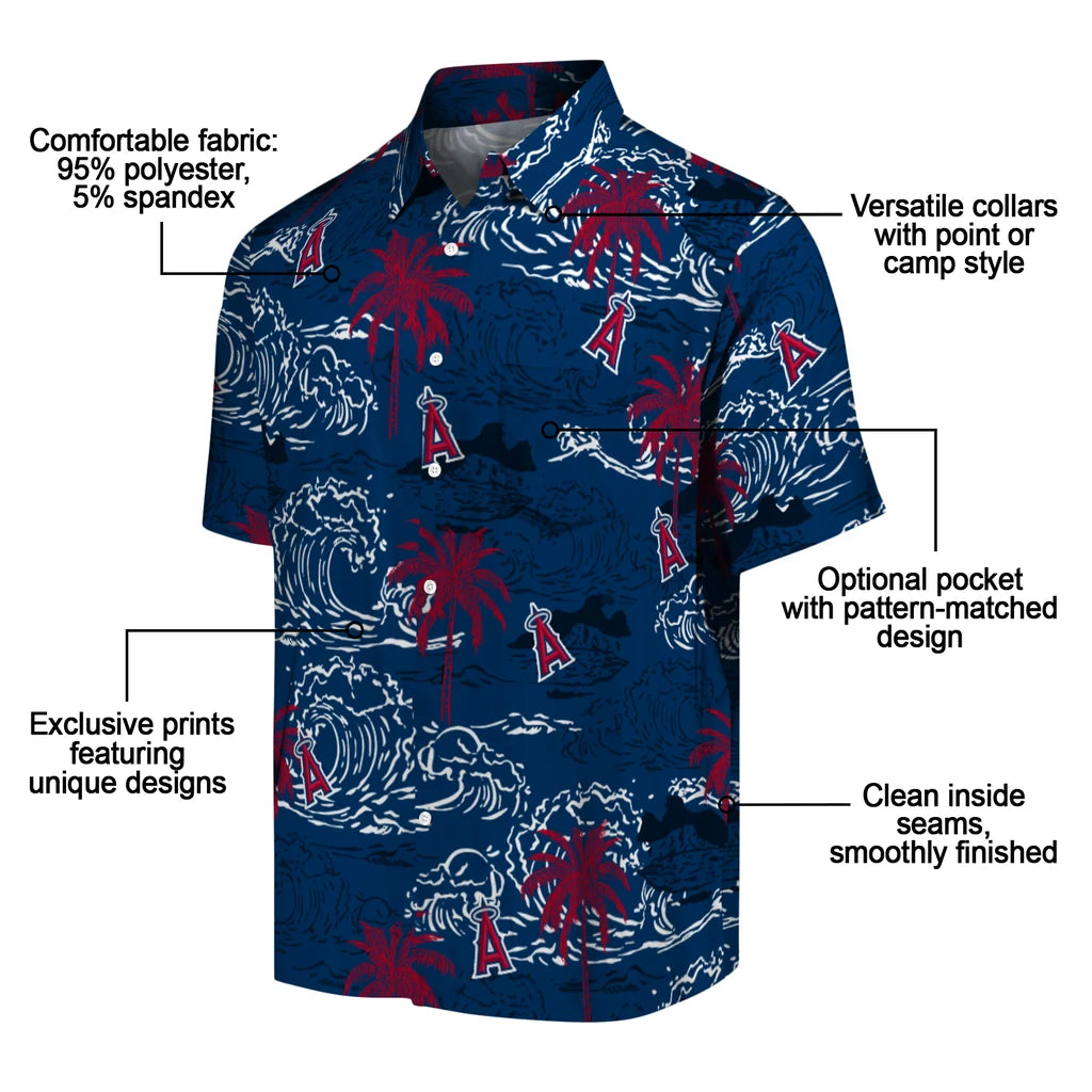 Los Angeles Angels Hawaiian Shirt - Wave Palm | Moonbestprint
