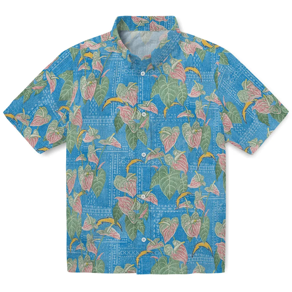Los Angeles Chargers Hawaiian Shirt - Anthurium Overlay | Moonbestprint