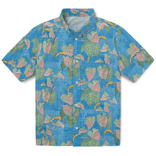 Los Angeles Chargers Hawaiian Shirt - Anthurium Overlay | Moonbestprint
