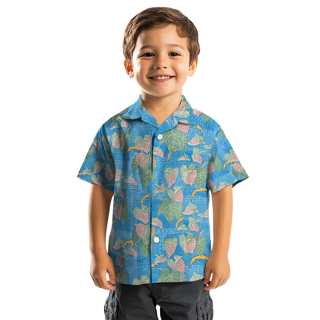 Los Angeles Chargers Hawaiian Shirt - Anthurium Overlay | Moonbestprint