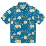 Los Angeles Chargers Hawaiian Shirt - Flamingo and Hibiscus | Moonbestprint