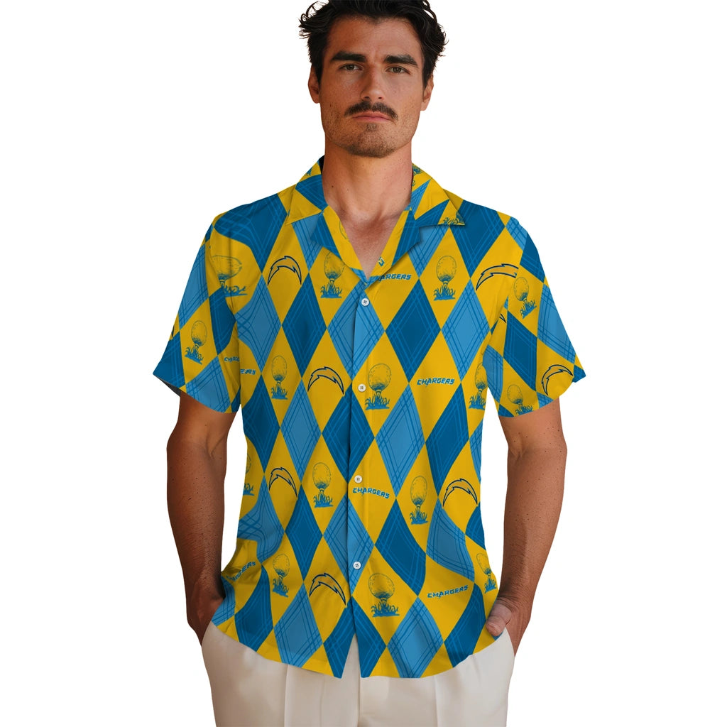 Los Angeles Chargers Hawaiian Shirt - Golfing Plaid | Moonbestprint