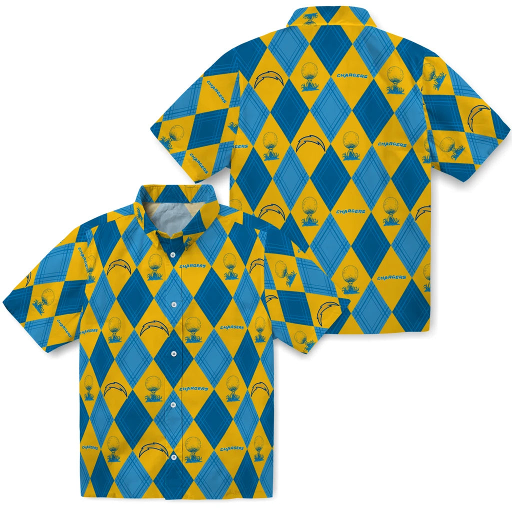 Los Angeles Chargers Hawaiian Shirt - Golfing Plaid | Moonbestprint