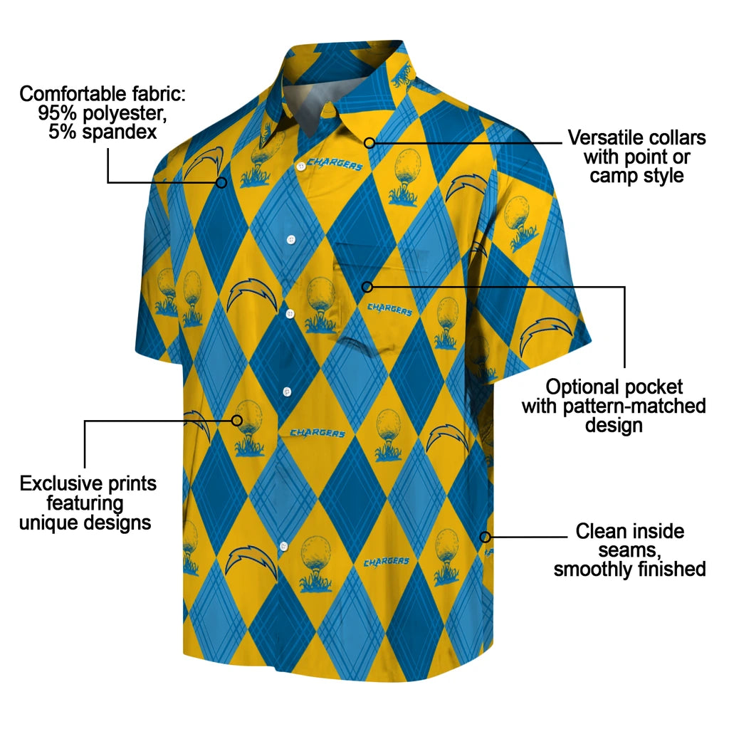 Los Angeles Chargers Hawaiian Shirt - Golfing Plaid | Moonbestprint