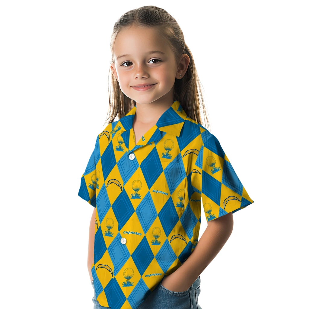 Los Angeles Chargers Hawaiian Shirt - Golfing Plaid | Moonbestprint