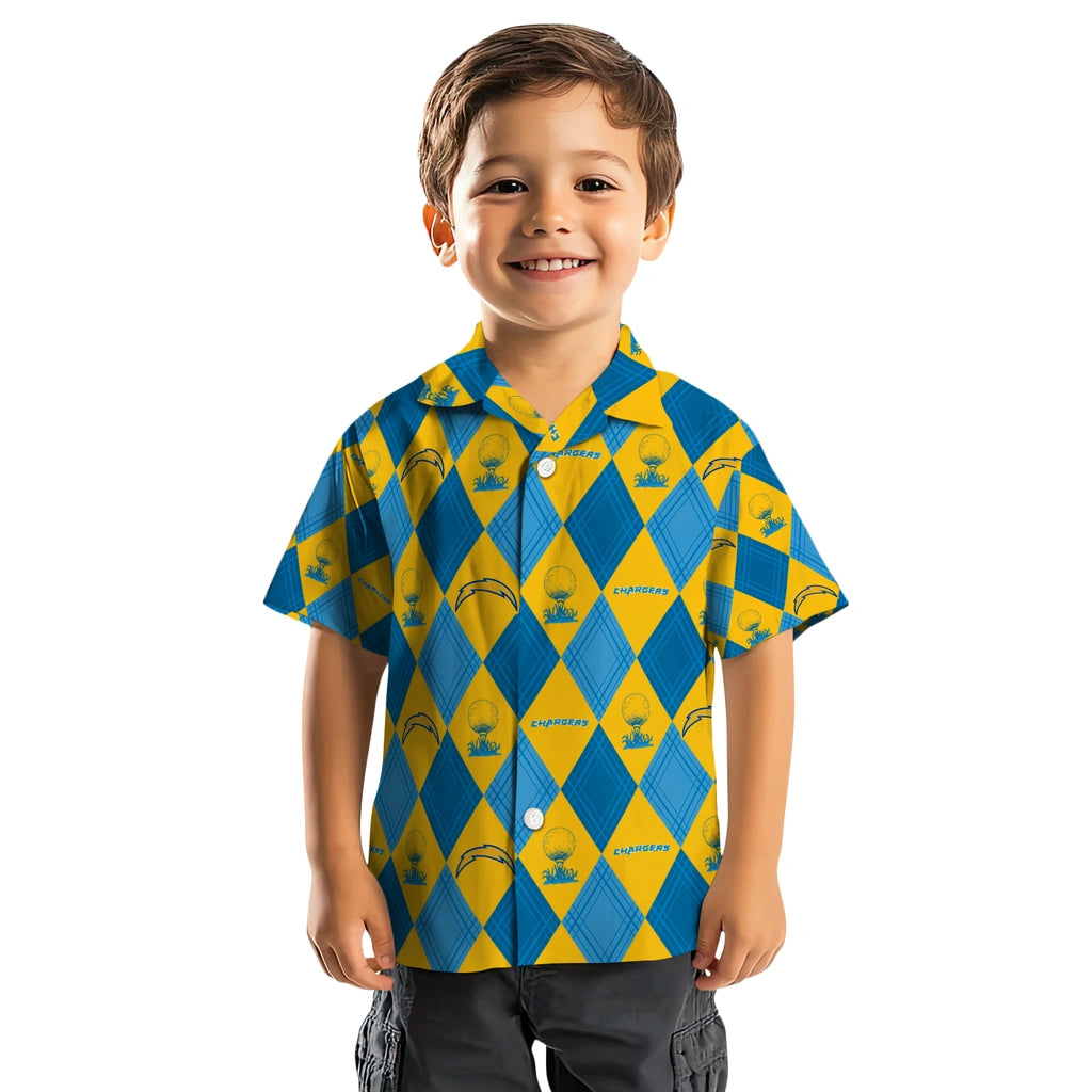 Los Angeles Chargers Hawaiian Shirt - Golfing Plaid | Moonbestprint