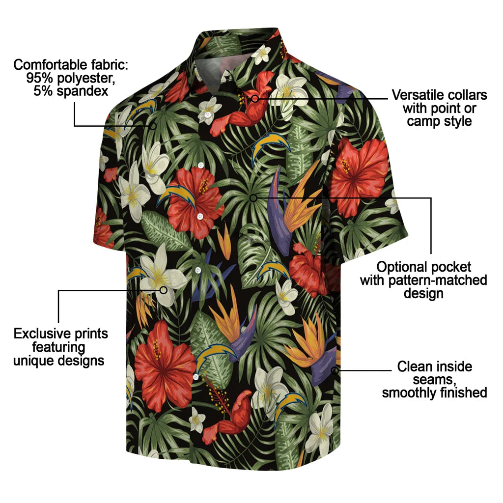 Los Angeles Chargers Hawaiian Shirt - Hawaii Floral Hibiscus | Moonbestprint