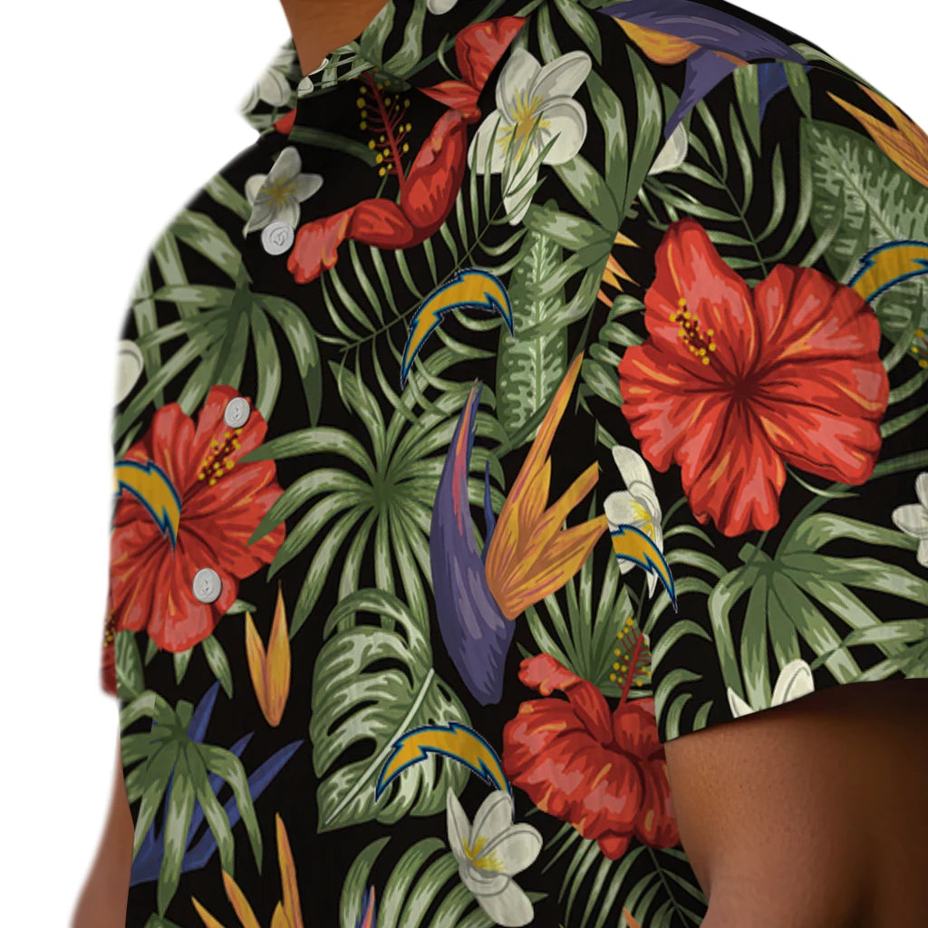Los Angeles Chargers Hawaiian Shirt - Hawaii Floral Hibiscus | Moonbestprint