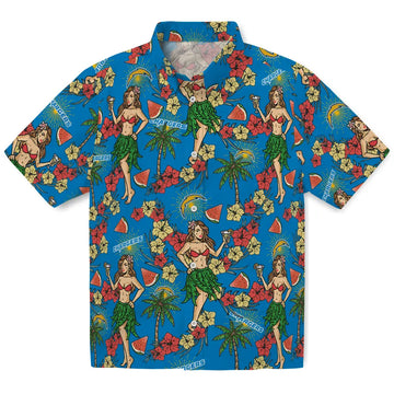 Los Angeles Chargers Hawaiian Shirt - Hawaiian Girls Design | Moonbestprint