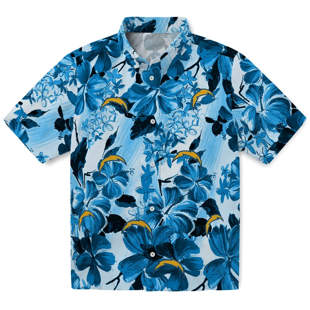 Los Angeles Chargers Hawaiian Shirt - Hibiscus Arrangement | Moonbestprint