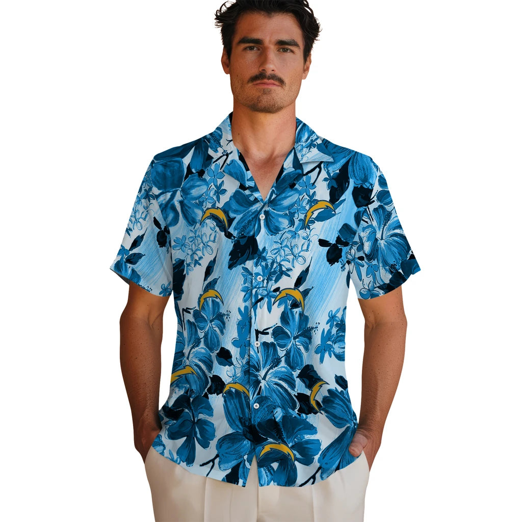 Los Angeles Chargers Hawaiian Shirt - Hibiscus Arrangement | Moonbestprint