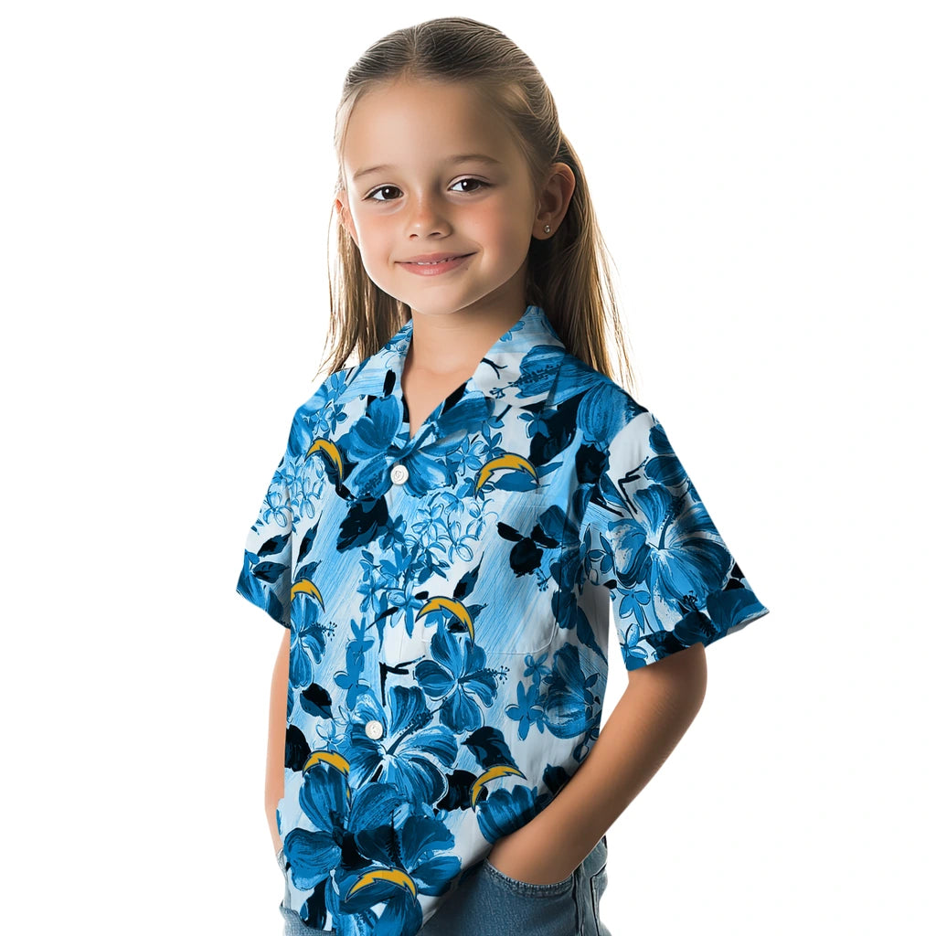 Los Angeles Chargers Hawaiian Shirt - Hibiscus Arrangement | Moonbestprint