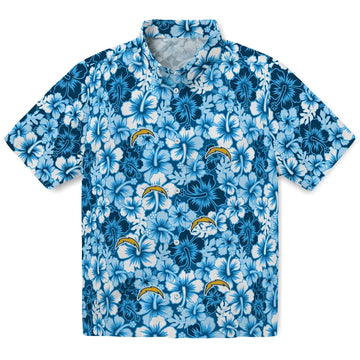 Los Angeles Chargers Hawaiian Shirt - Hibiscus Blooms | Moonbestprint
