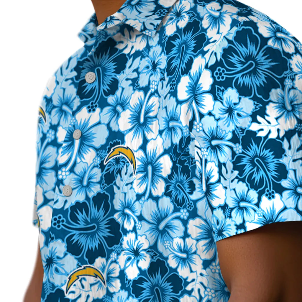 Los Angeles Chargers Hawaiian Shirt - Hibiscus Blooms | Moonbestprint