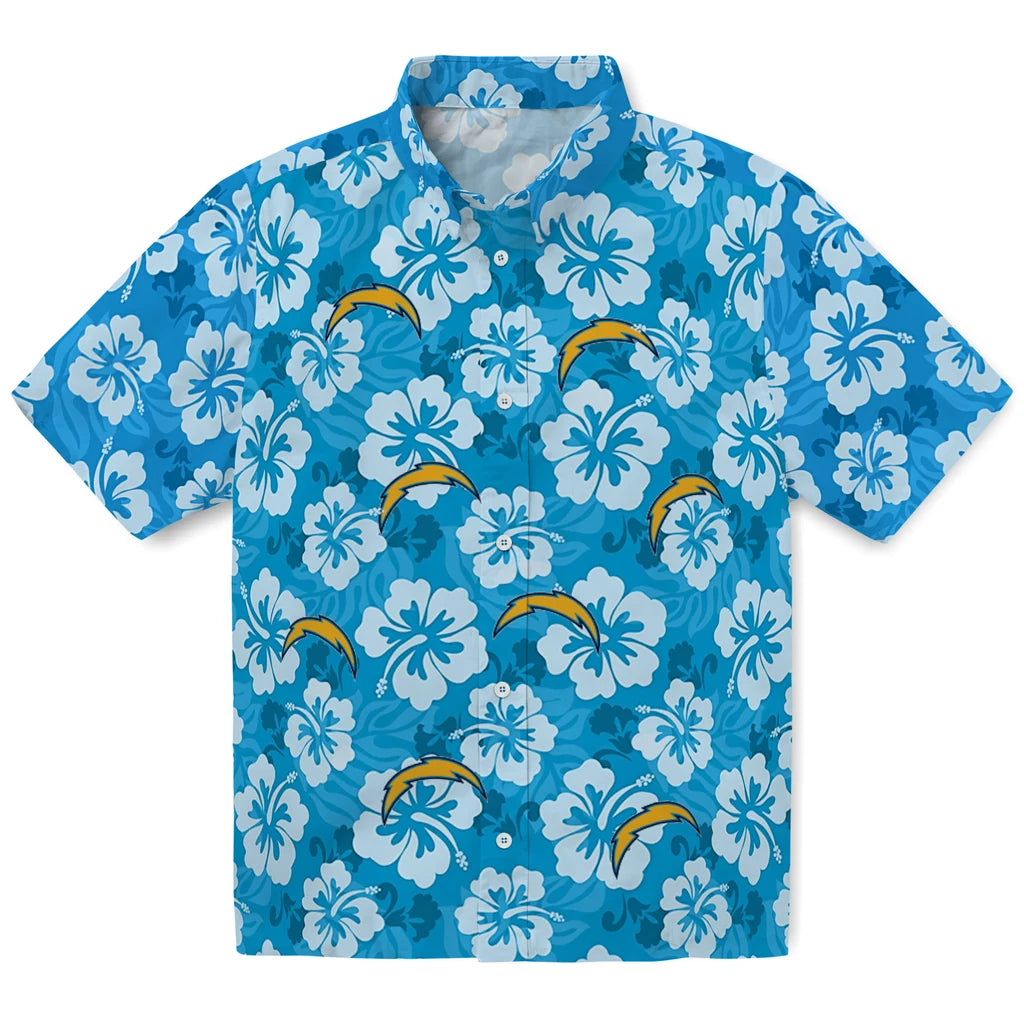 Los Angeles Chargers Hawaiian Shirt - Hibiscus Cluster | Moonbestprint