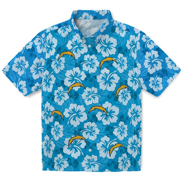 Los Angeles Chargers Hawaiian Shirt - Hibiscus Cluster | Moonbestprint