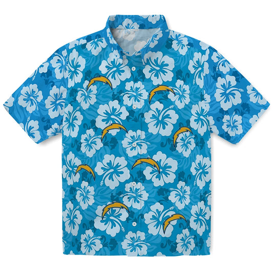 Los Angeles Chargers Hawaiian Shirt - Hibiscus Cluster | Moonbestprint
