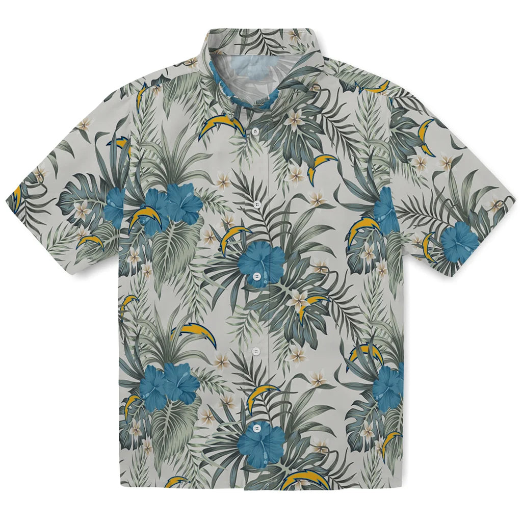Los Angeles Chargers Hawaiian Shirt - Hibiscus Designs | Moonbestprint