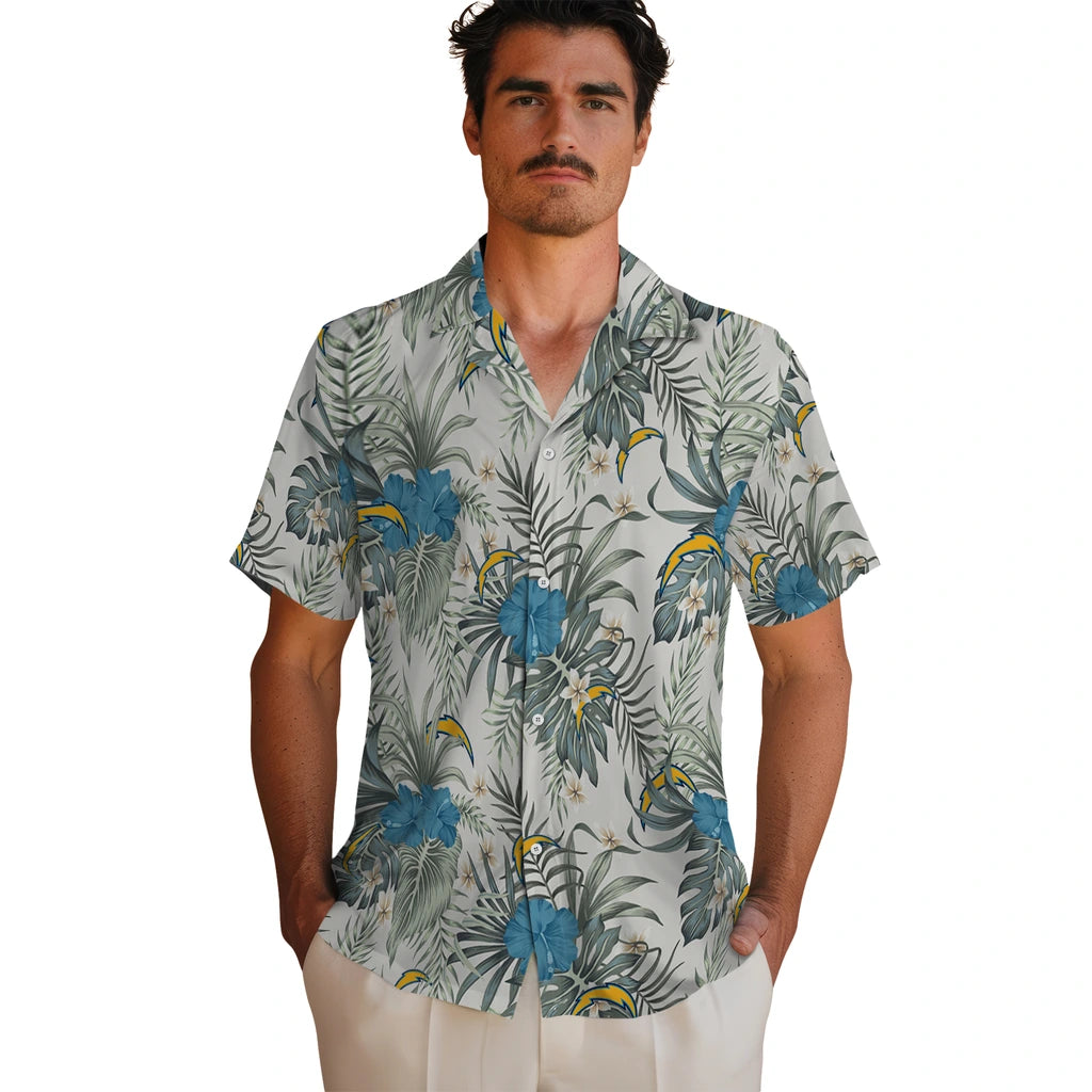 Los Angeles Chargers Hawaiian Shirt - Hibiscus Designs | Moonbestprint