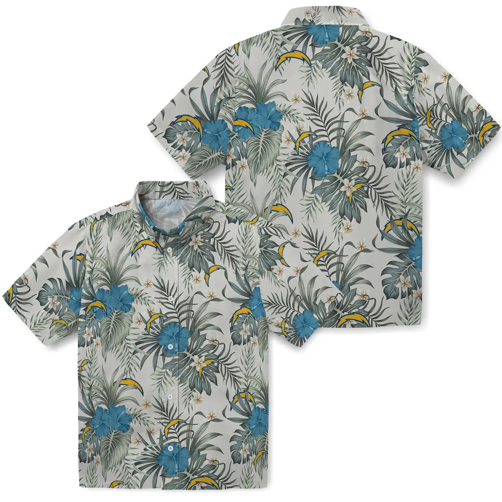 Los Angeles Chargers Hawaiian Shirt - Hibiscus Designs | Moonbestprint