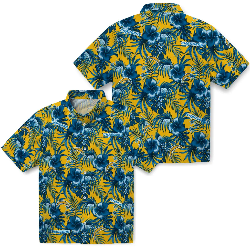 Los Angeles Chargers Hawaiian Shirt - Hibiscus Exotic | Moonbestprint