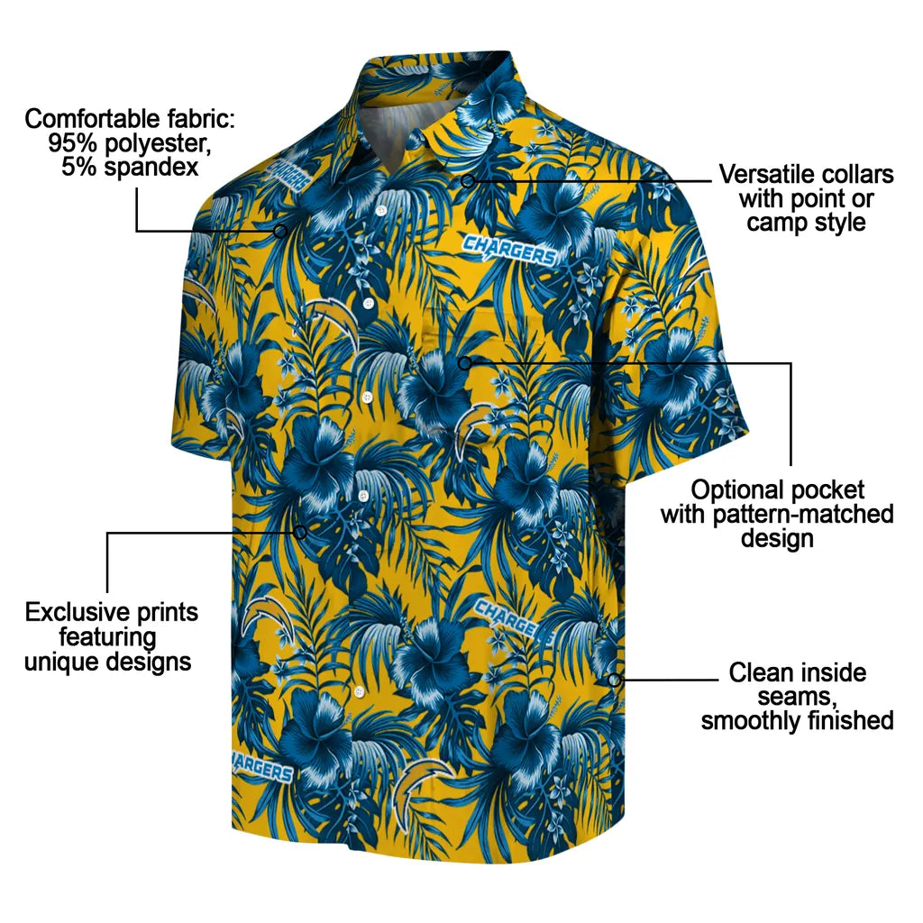 Los Angeles Chargers Hawaiian Shirt - Hibiscus Exotic | Moonbestprint