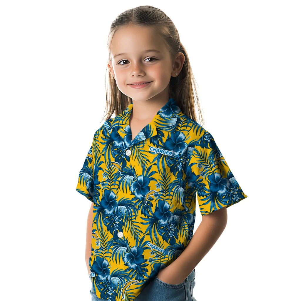 Los Angeles Chargers Hawaiian Shirt - Hibiscus Exotic | Moonbestprint
