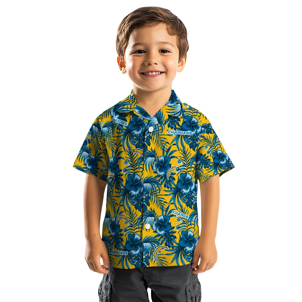 Los Angeles Chargers Hawaiian Shirt - Hibiscus Exotic | Moonbestprint