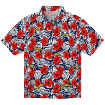 Los Angeles Chargers Hawaiian Shirt - Hibiscus Fiesta | Moonbestprint