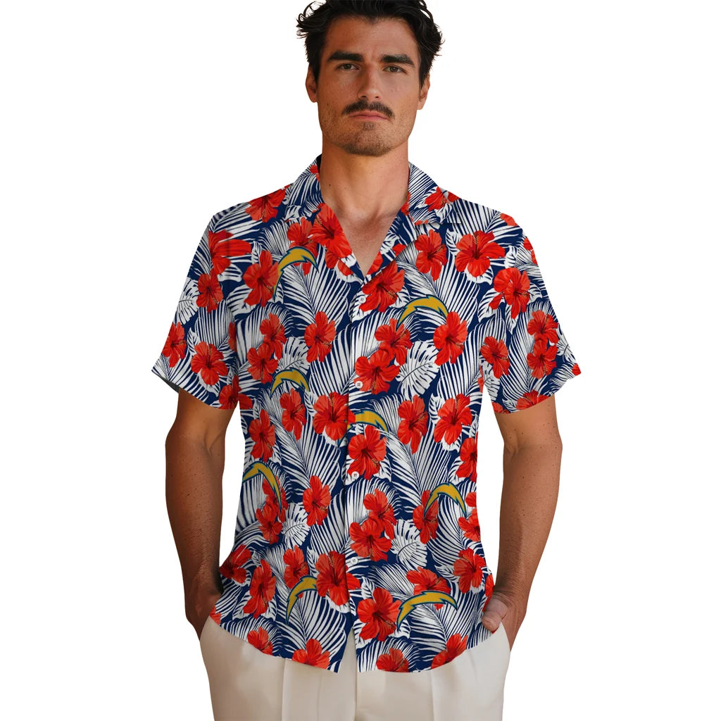 Los Angeles Chargers Hawaiian Shirt - Hibiscus Fiesta | Moonbestprint