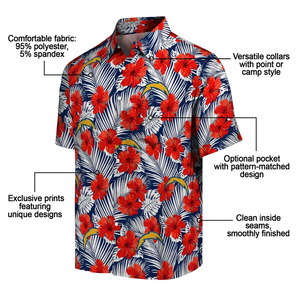 Los Angeles Chargers Hawaiian Shirt - Hibiscus Fiesta | Moonbestprint