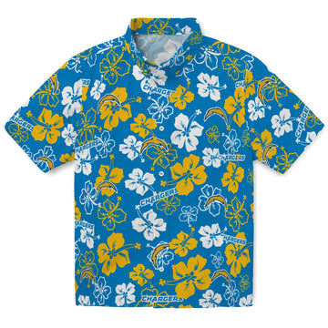 Los Angeles Chargers Hawaiian Shirt - Hibiscus Flower Design | Moonbestprint