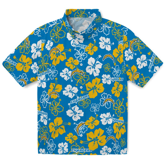 Los Angeles Chargers Hawaiian Shirt - Hibiscus Flower Design | Moonbestprint