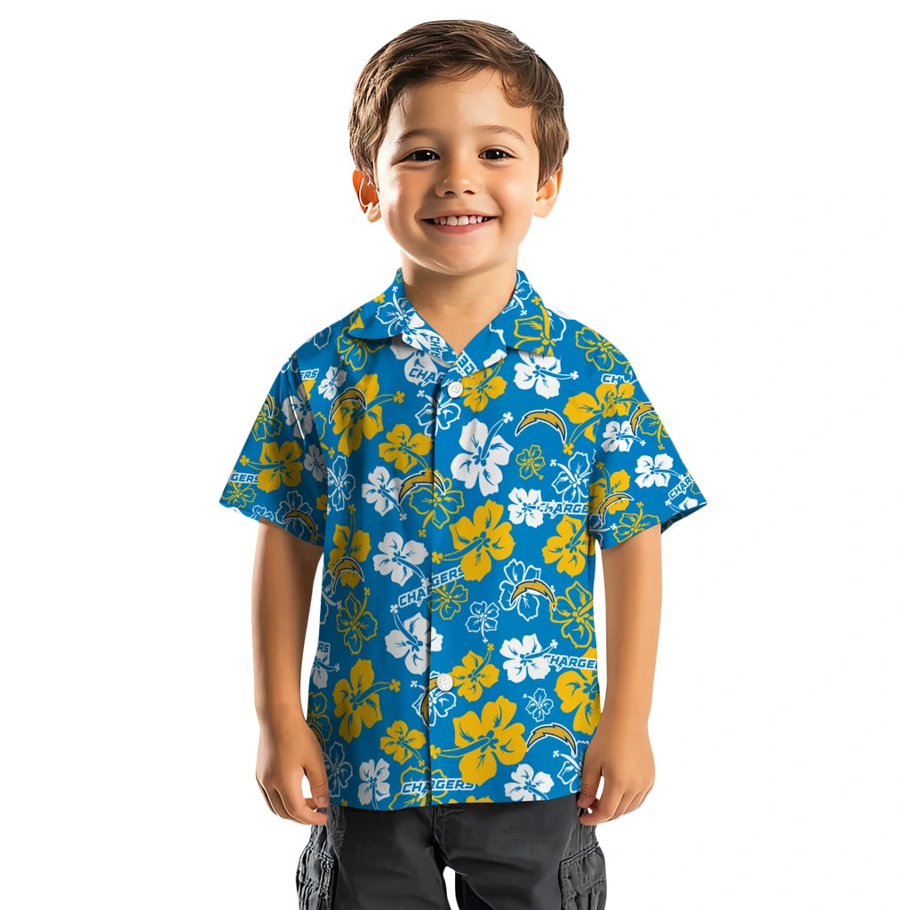 Los Angeles Chargers Hawaiian Shirt - Hibiscus Flower Design | Moonbestprint