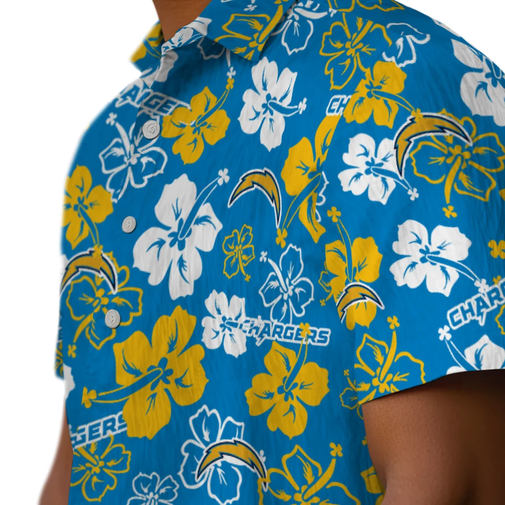 Los Angeles Chargers Hawaiian Shirt - Hibiscus Flower Design | Moonbestprint