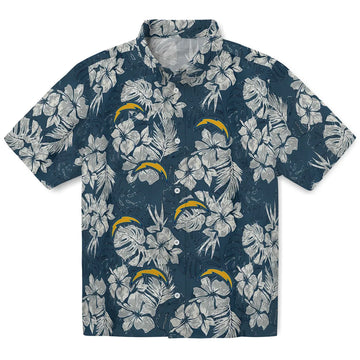 Los Angeles Chargers Hawaiian Shirt - Hibiscus Flowers | Moonbestprint