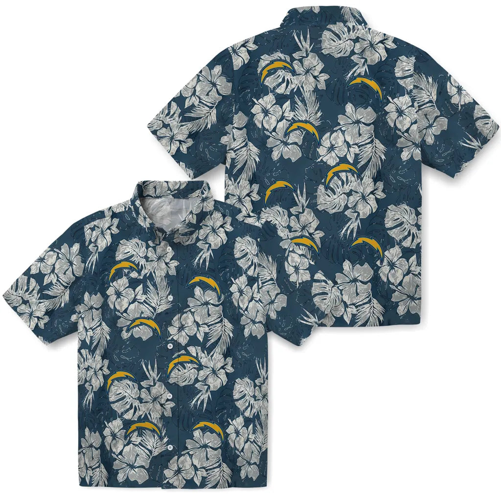Los Angeles Chargers Hawaiian Shirt - Hibiscus Flowers | Moonbestprint