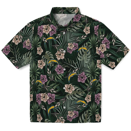 Los Angeles Chargers Hawaiian Shirt - Hibiscus Leaves Pattern | Moonbestprint