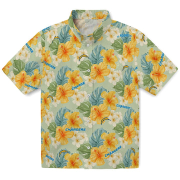 Los Angeles Chargers Hawaiian Shirt - Hibiscus Mood | Moonbestprint