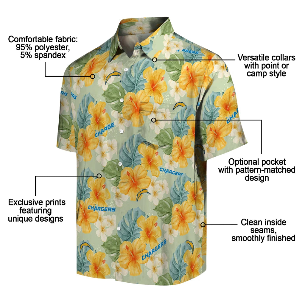 Los Angeles Chargers Hawaiian Shirt - Hibiscus Mood | Moonbestprint